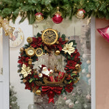 10 PCS Festive Christmas Wreath PVC Wall Sticker with Santa, Reindeer & Clocks for Australian Decor