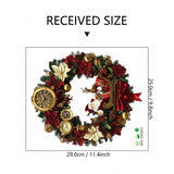 10 PCS Festive Christmas Wreath PVC Wall Sticker with Santa, Reindeer & Clocks for Australian Decor - Front View