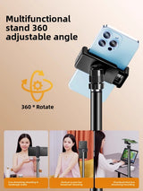 2.4m Black Tripod Stand with Phone Holder Adjustable Floor Stand for Live Streaming Vlogging Overhead Video Recording Makeup Kit with Carry Bag - Rear View