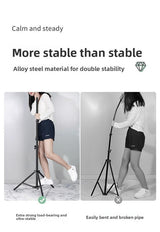 2.4m Black Tripod Stand with Phone Holder Adjustable Floor Stand for Live Streaming Vlogging Overhead Video Recording Makeup Kit with Carry Bag - Close-Up Angle