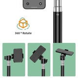 2.4m Black Tripod Stand with Phone Holder Adjustable Floor Stand for Live Streaming Vlogging Overhead Video Recording Makeup Kit with Carry Bag - Low Angle
