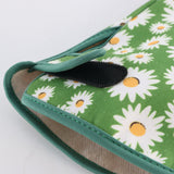 Green Long Gardening Gloves Thorn Proof Rose Pruning Gauntlets with Touchscreen Fingertips Breathable Forearm Protection Daisy Print - Top-Down View