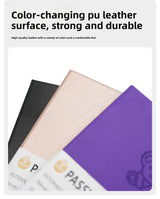 Light purple Password Log Book with Alphabetical Tabs Internet Address Organizer Small PU Leather Notebook with Owl Design Pen Holder and Inner Pocket Ideal for Home and Office - Close-Up Angle