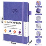 Light purple Password Log Book with Alphabetical Tabs Internet Address Organizer Small PU Leather Notebook with Owl Design Pen Holder and Inner Pocket Ideal for Home and Office - Extra Image