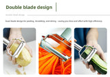 Premium Stainless Steel Dual Peeler & Julienne Cutter - 2-in-1 Vegetable Slicer with Swivel Blade - Heavy Duty Multi-Function Kitchen Tool for Potatoes, Carrots & Fruit - Low Angle