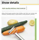Premium Stainless Steel Dual Peeler & Julienne Cutter - 2-in-1 Vegetable Slicer with Swivel Blade - Heavy Duty Multi-Function Kitchen Tool for Potatoes, Carrots & Fruit - Extra Image