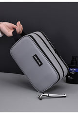 Large Waterproof Men's Toiletry Bag 3-Layer Travel Dopp Kit with Wet Dry Separation Portable Shower Organiser for Gym Business & Holiday Grey - Top-Down View