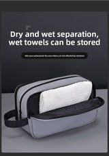Large Waterproof Men's Toiletry Bag 3-Layer Travel Dopp Kit with Wet Dry Separation Portable Shower Organiser for Gym Business & Holiday Grey - Extra Image