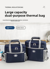 Insulated Lunch Bag Thermal Cooler Tote with Adjustable Shoulder Strap Waterproof Lining for Work School & Picnics Black Small - Rear View