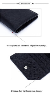 Women's Genuine Leather Bi-fold Wallet - Slim Short Purse with Coin Pocket & RFID Blocking - Soft Cowhide Minimalist Card Holder - Blue