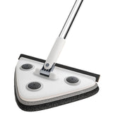 Large 35cm Triangle Cleaning Mop with Extra Long 188cm Reinforced Handle Window Squeegee & 2 Microfibre Pads for High Ceilings - Front View