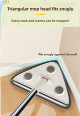 Large 35cm Triangle Cleaning Mop with Extra Long 188cm Reinforced Handle Window Squeegee & 2 Microfibre Pads for High Ceilings - Rear View