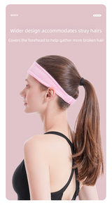 2 Pack Sports Headband with Silicone Sweat Guide Non-Slip Moisture Wicking Hair Band for Running Yoga Gym Fitness Quick Dry Breathable (Blue & Grey) - Front View