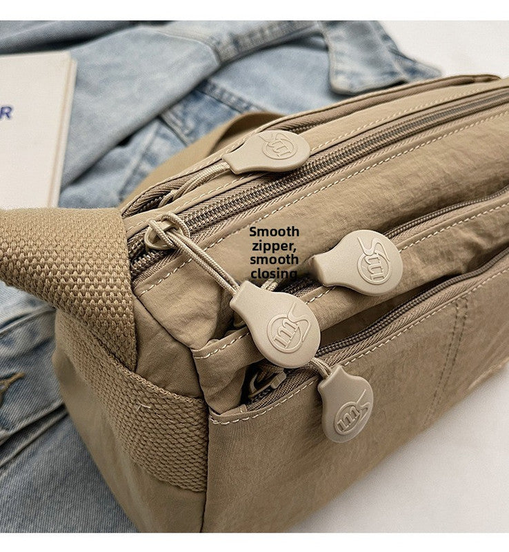 Women's Nylon Crossbody Bag Multi-Pocket Water Resistant Shoulder Messenger Handbag Lightweight Casual Satchel with Adjustable Wide Strap for Travel and Daily Use Black