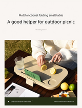 Collapsible Picnic Basket with Mini Table Lid Portable Folding Storage Crate with Cup Holders and Phone Stand Multi-Functional Outdoor Camping Sink Basin Grey - 45-Degree Angle