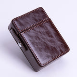 PU Leather Cigarette Case with Lighter Holder Hard Shell Storage Pouch Belt Loop Waist Bag for Standard Packs Deep Coffee Gift for Men