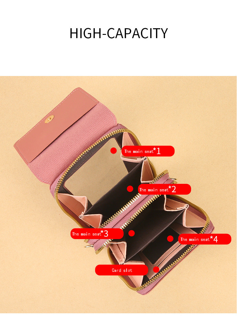 Women's Crossbody Phone Bag with Clear Touch Screen Window PU Leather Wallet Purse Multi-Pocket Shoulder Handbag Adjustable Strap Card Holder Red