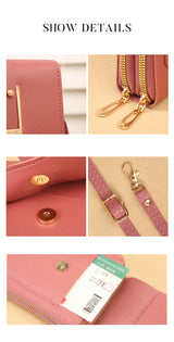 Women's Crossbody Phone Bag with Clear Touch Screen Window PU Leather Wallet Purse Multi-Pocket Shoulder Handbag Adjustable Strap Card Holder Red