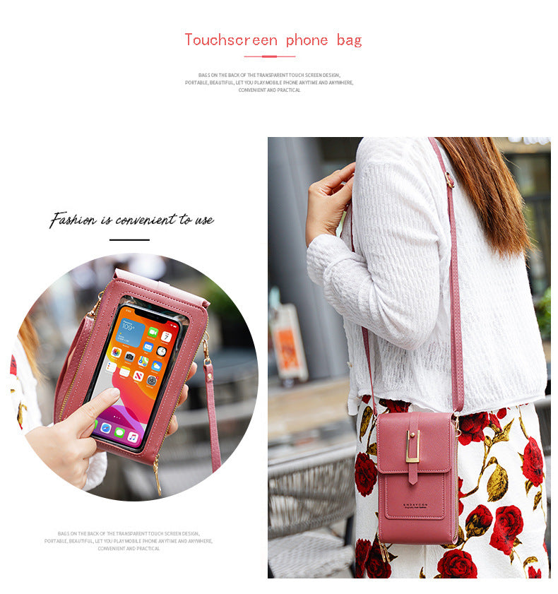 Women's Crossbody Phone Bag with Clear Touch Screen Window PU Leather Wallet Purse Multi-Pocket Shoulder Handbag Adjustable Strap Card Holder Blue