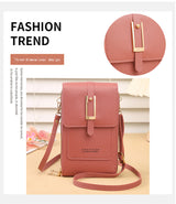 Women's Crossbody Phone Bag with Clear Touch Screen Window PU Leather Wallet Purse Multi-Pocket Shoulder Handbag Adjustable Strap Card Holder Black - Close-Up Angle