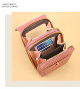 Women's Crossbody Phone Bag with Clear Touch Screen Window PU Leather Wallet Purse Multi-Pocket Shoulder Handbag Adjustable Strap Card Holder Black - Extra Image