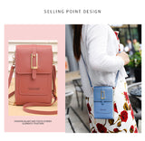 Women's Crossbody Phone Bag with Clear Touch Screen Window PU Leather Wallet Purse Multi-Pocket Shoulder Handbag Adjustable Strap Card Holder Brown - Top-Down View
