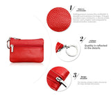 Small Coin Purse Key Ring Wallet Mini Change Pouch Dual Zipper Pocket PU Leather Portable Storage Bag Black