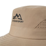 Wide Brim Sun Hat Waterproof UV Protection Boonie Bucket Cap Mesh Breathable for Fishing Hiking Camping Outdoor Khaki - Top-Down View