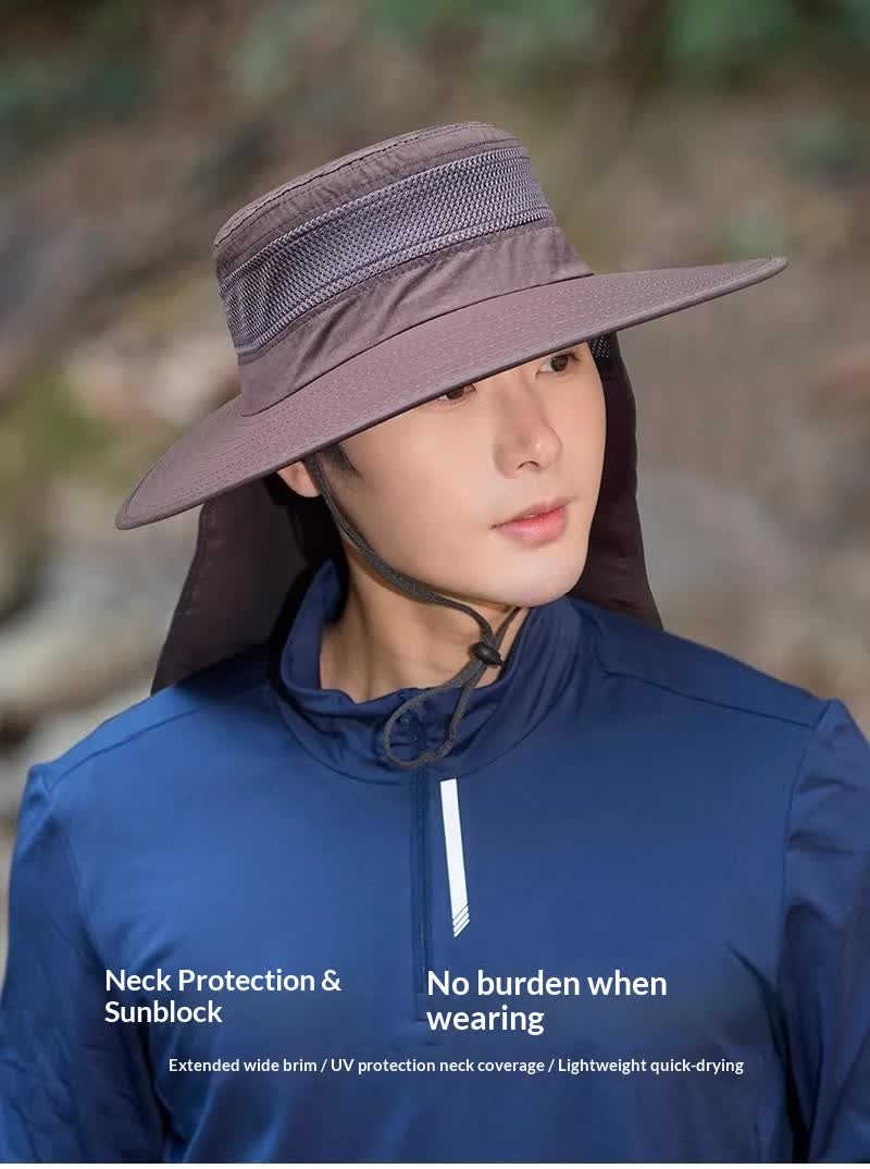 Wide Brim Sun Hat with Neck Flap UPF 50+ Protection Quick Dry Safari Cap Mesh Breathable for Fishing Gardening Hiking Outdoor Pitch Green