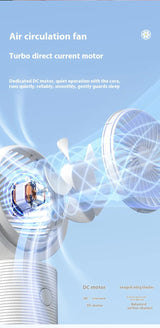 Portable Turbo Fan 3-in-1 Mini Handheld Desk Fan Rechargeable Personal Cooling Device with Neck Lanyard 180 Degree Adjustable Head Quiet Wind White - Top-Down View