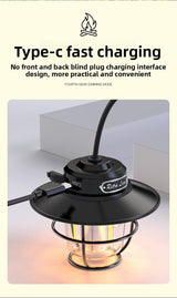 Retro LED Camping Lantern Rechargeable Pinecone Light Dimmable 4 Modes IPX4 Waterproof Hanging Tent Lamp for Outdoor Hiking Fishing Khaki - 45-Degree Angle