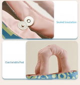 Insulated Lunch Bag Tote Fashion Graffiti Print with Soft Padded Handle Waterproof Thermal Cooler Bento Case for Work School and Picnics Blue with Orange Handle - Low Angle