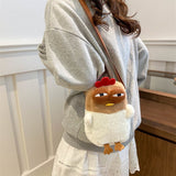 Cute Plush Chicken Crossbody Bag - Soft Faux Fur Mobile Phone Pouch - Quirky Cartoon Shoulder Purse for Girls & Teens - Novelty Gift