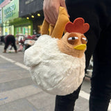 Funny Plush Chicken Handbag - Soft Fluffy Novelty Tote Bag with Leg Handles - Quirky Cartoon Gift for Kids & Teens (25cm) - Side View