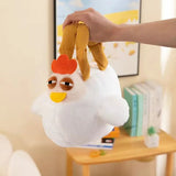 Funny Plush Chicken Handbag - Soft Fluffy Novelty Tote Bag with Leg Handles - Quirky Cartoon Gift for Kids & Teens (25cm) - 45-Degree Angle