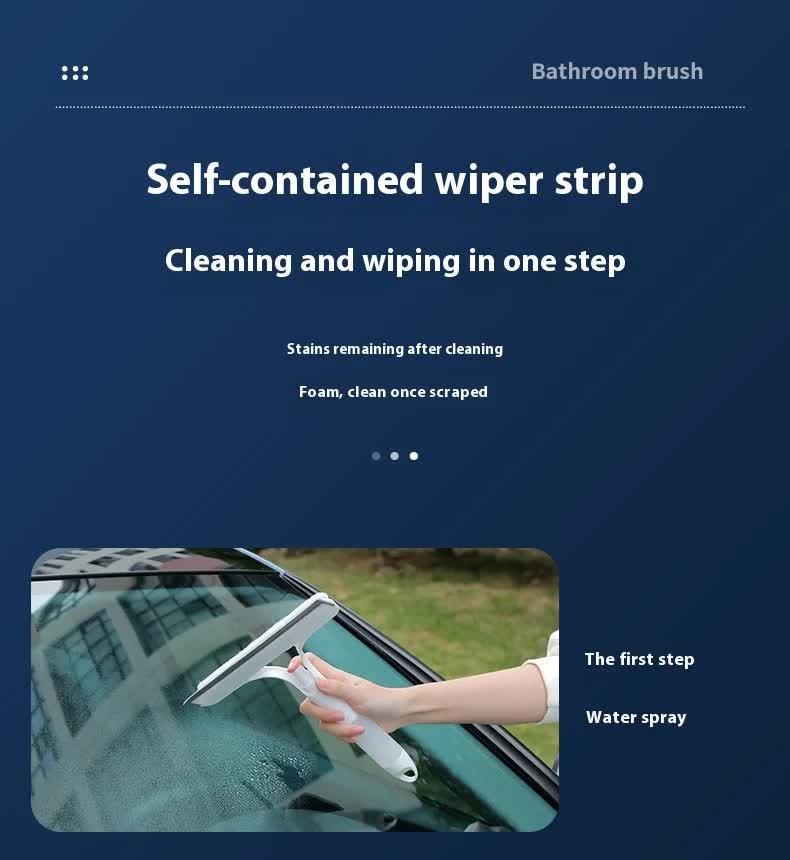 White 3-in-1 Window Squeegee with Built-in Spray Bottle - Dual Sided Sponge Glass Cleaner - Streak Free Tool for Shower Screens, Mirrors & Car Windows