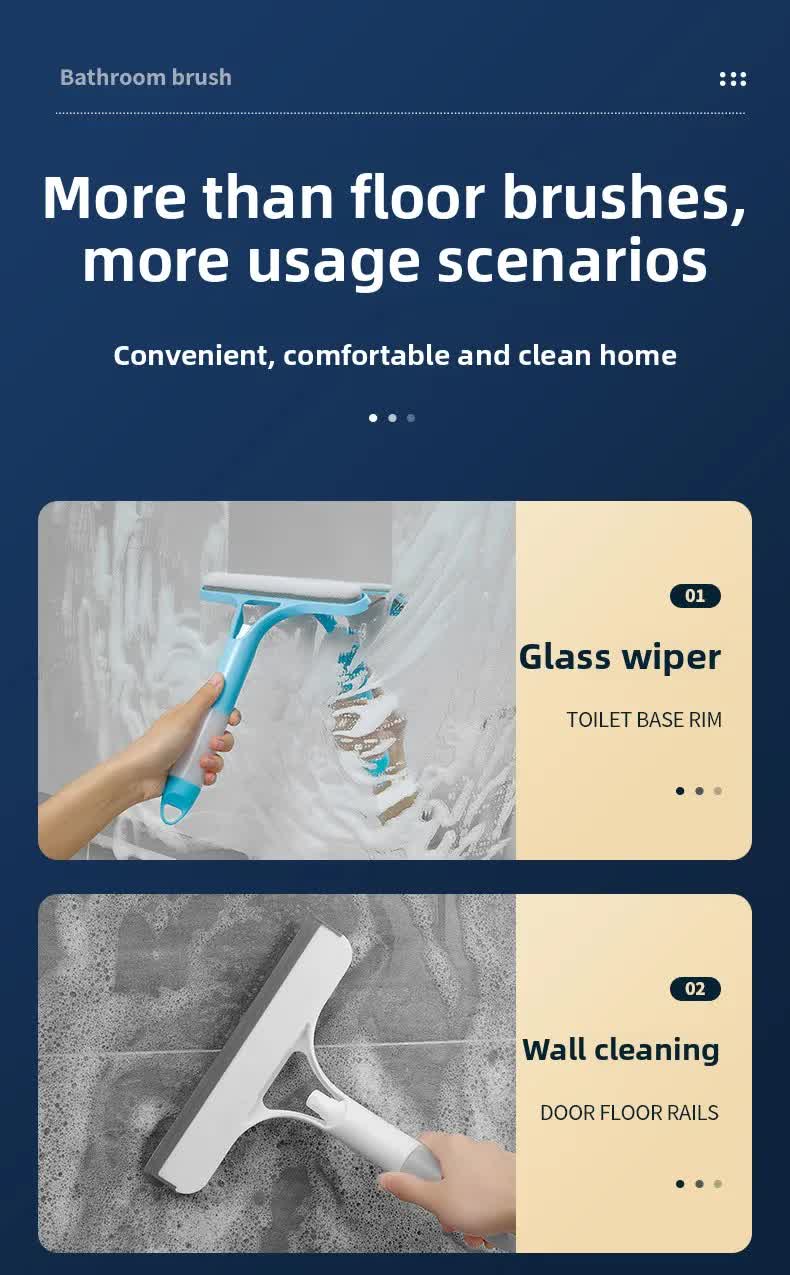 Yellow 3-in-1 Window Squeegee with Built-in Spray Bottle - Dual Sided Sponge Glass Cleaner - Streak Free Tool for Shower Screens, Mirrors & Car Windows