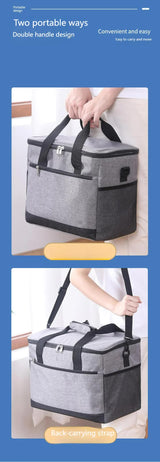 Large 18L Insulated Cooler Bag - Leakproof Thermal Lunch Tote with Shoulder Strap - Heavy Duty Blue Picnic Box for Beach, Camping & Work - 45-Degree Angle