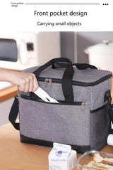 Large 18L Insulated Cooler Bag - Leakproof Thermal Lunch Tote with Shoulder Strap - Heavy Duty Blue Picnic Box for Beach, Camping & Work - Close-Up Angle