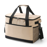 Large 18L Insulated Cooler Bag - Leakproof Thermal Lunch Tote with Shoulder Strap - Heavy Duty Beige Picnic Box for Beach, Camping & Work