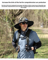 Dark Grey Dual Solar Fan Hat with Rechargeable Battery - Wide Brim UPF 50+ Sun Protection Bucket Hat for Fishing & Outdoor Work