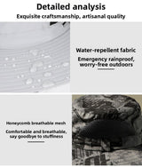 Khaki Dual Solar Fan Hat with Rechargeable Battery - Wide Brim UPF 50+ Sun Protection Bucket Hat for Fishing & Outdoor Work - Rear View