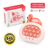 Electronic Fast Push Pop Game - Flamingo Fidget Console with Lights & Sound - 4 Modes Memory & Speed Challenge - Interactive Sensory Toy for Kids 3+ &