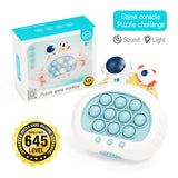 Electronic Fast Push Pop Game - Astronaut Space Edition Fidget Console with Lights & Sound - 4 Modes Memory & Speed Challenge - Interactive Sensory