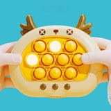 Electronic Fast Push Pop Game - Brown Deer Fidget Console with Lights & Sound - 4 Modes Memory & Speed Challenge - Interactive Sensory Toy for Kids 3+ & Travel