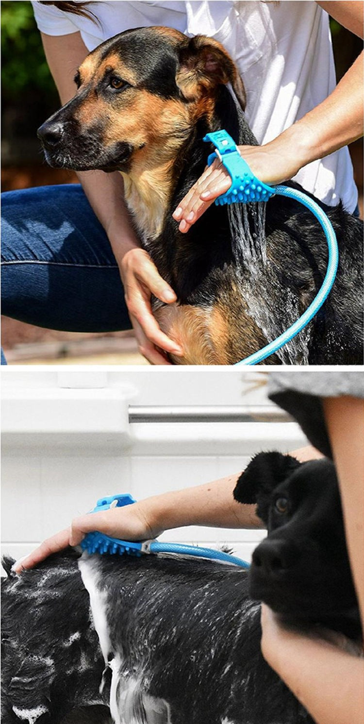 2-in-1 Pet Bathing Tool & Massager - Handheld Silicone Shower Sprayer Scrubber for Dogs & Cats - 2.2
