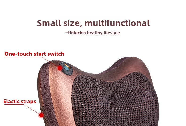 Electric Shiatsu Massage Pillow with Heat - Deep Kneading Neck & Back Massager - Portable Car & Home Cushion for Muscle Relief - Brown