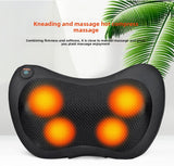 Electric Shiatsu Massage Pillow with Heat - Deep Kneading Neck & Back Massager - Portable Car & Home Cushion for Muscle Relief - Black