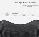 Electric Shiatsu Massage Pillow with Heat - Dual Button Deep Kneading Neck & Back Massager - Adjustable Speed & Direction Car Home Cushion - Brown - Close-Up Angle