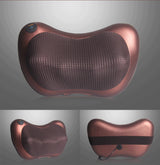 Cordless Rechargeable Shiatsu Massage Pillow - 8 Node Deep Kneading Neck & Back Massager with Heat - Wireless Portable Cushion for Home Car & Travel - Black - Front View